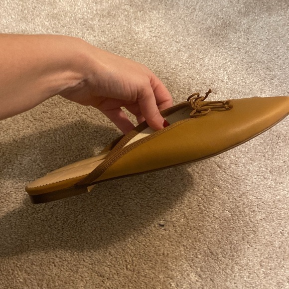 J. Crew Tan Ballet Flat Slides with bow - Picture 2 of 4